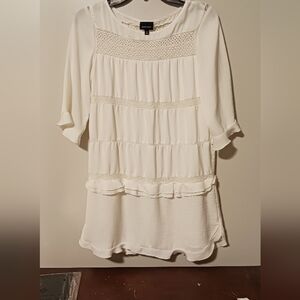 Who What Wear White Boho Chic Ruffled Crochet Detail Dress With Built In Slip